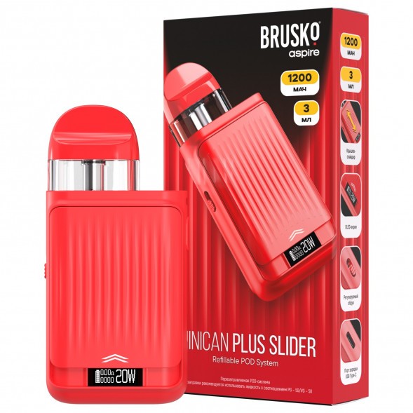 Электронная сигарета Brusko - Minican Plus Slider (Красный) купить в Челябинске
