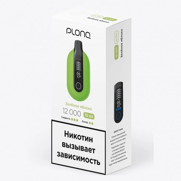 PLONQ ULTRA - Зелёное Яблоко (12000 затяжек) купить в Челябинске