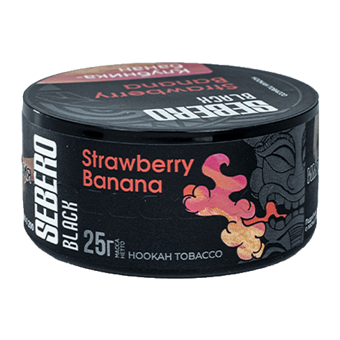 Табак Sebero Black - Strawberry Banana (Клубника и Банан, 25 грамм) купить в Челябинске