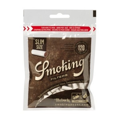 Фильтры для самокруток Smoking - Slim Brown (120 штук, 15x6 мм) купить в Челябинске