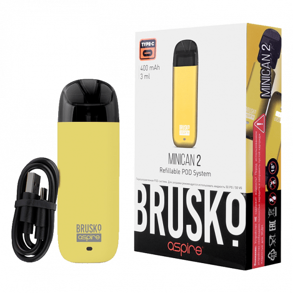 Электронная сигарета Brusko - Minican 2 (400 mAh, Жёлтый) купить в Челябинске