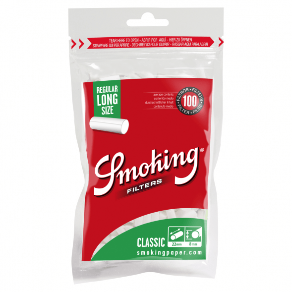 Фильтры для самокруток Smoking - Regular Classic Long (100 штук, 22x8 мм) купить в Челябинске