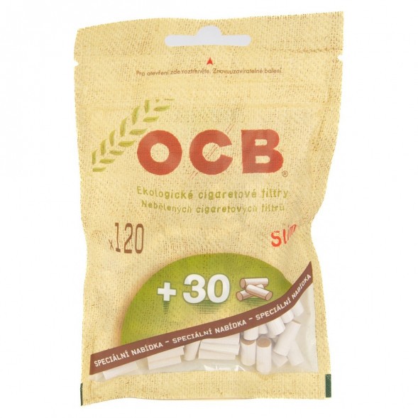 Фильтры для самокруток OCB - Ecologycal Slim Organic (120+30 штук, 15х6 мм) купить в Челябинске