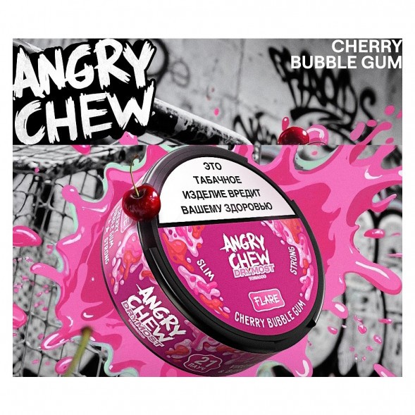 Табак жевательный Angry Chew Slim Strong - DryMost Flare Сherry Bubble Gum (12 грамм) купить в Челябинске